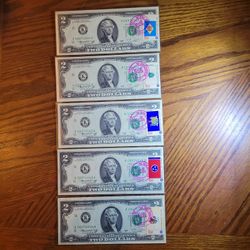 5 - 1976 Sequential U.S. $2 Bills Cancelled On FDOI On April 13th On State Flag Stamps-Unc