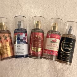 Bath And Bodyworks 5 travel size Body Spray