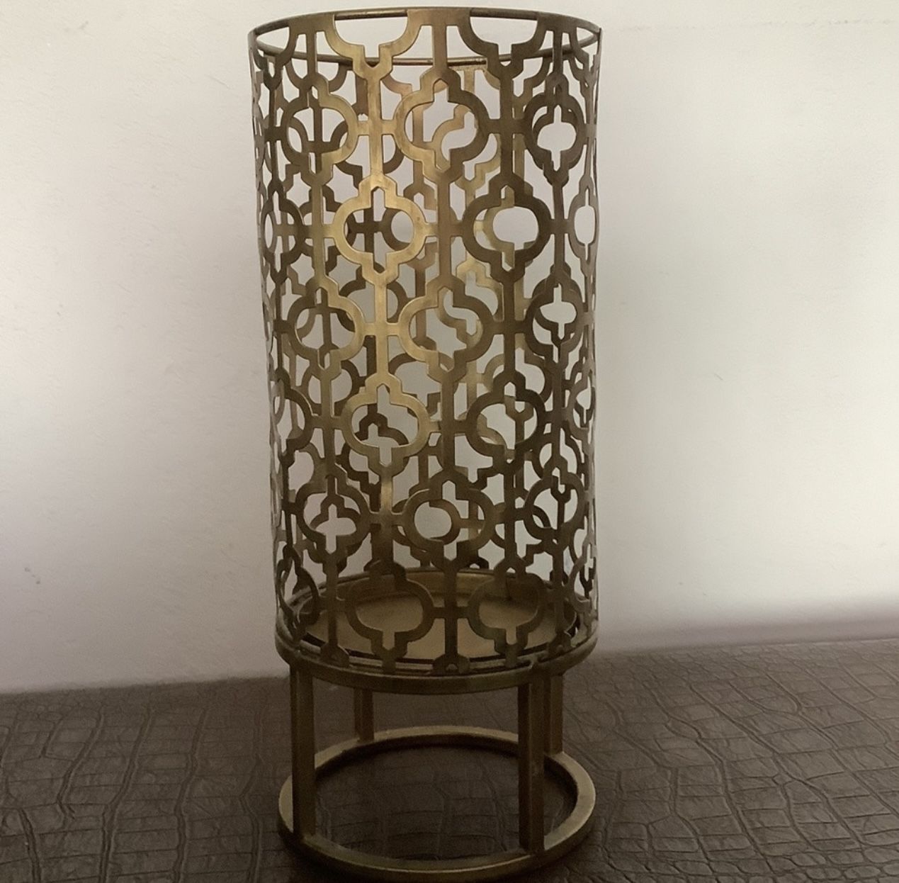 BIG brass-tone candle holder