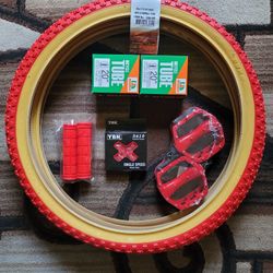 NEW Bicycle Bmx Parts Bundle 20" Red Classic 