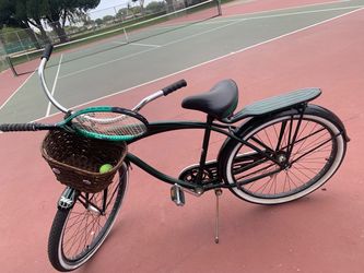 Green Beach Cruiser Bicycle with Front Basket
