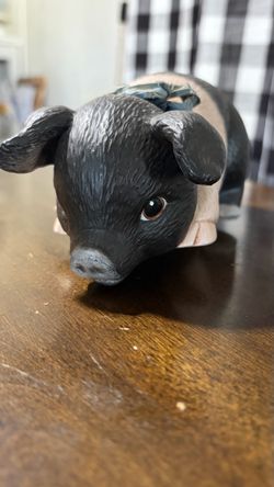 Ceramic Pig Piggy Bank with Bow#7
