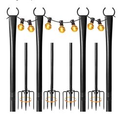 Pack of 4 Metal String Light Poles, 10ft Pack of 4 Metal String Light Poles