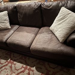 Comfy Brown Leather Couch
