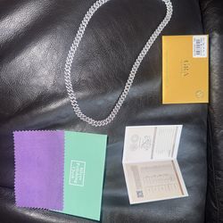 20” SOLID 925. SILVER DIAMOND CUBAN CHAIN