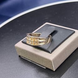 Gold Ring with Double Row Diamond Setting