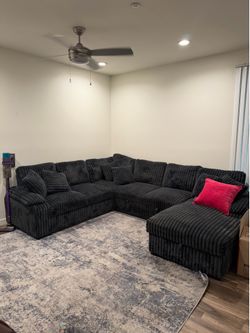 Dark Grey 4 Piece Bone In Sectional Sleeper Couch