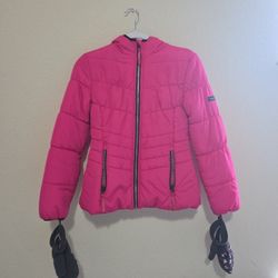 London Fog Girls 7-16 Puffer Bubble Jacket with Mittens