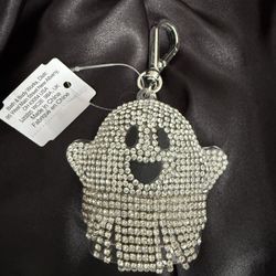 New with tags Bath & Body Works Bling Dangle Rhinestones Ghost Pocket Bac Sanitizer Holder Keychain Halloween 2023