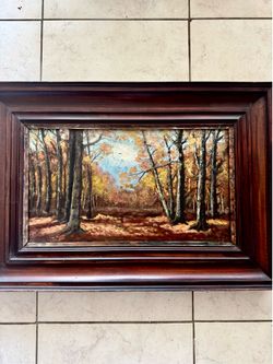VERY BIG  ANTIQUE PAINTING  FOREST, TREES,  NATURE AUTUMN 85$
