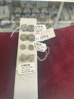 14k10k gold diamond earrings different prices and grams layaway available 10% down if you interested please make sure you ask for Maribel thank you