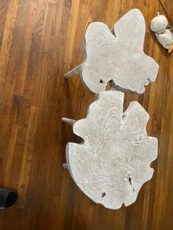 Live Edge Wood Slab Side Tables Set of 2