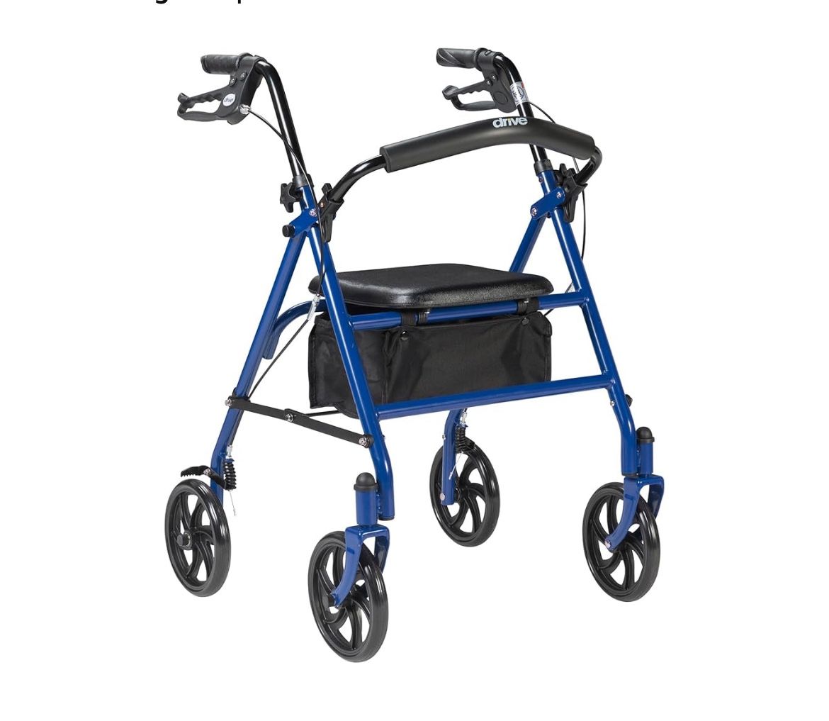 Walker With Brakes, Seat And Storage Bin