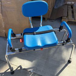 Sliding Shower Chair Tub Transfer Bench with 360° Swivel Seat, 450lb, Multi-Height, Pivoting Arms, Thick Padded Shower Bench Seat for Bathtub, Shower