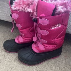 Arctic Cat Snowcharm Snow Boots Pink Girls Size 1 Faux Fur Lined Thinsulate