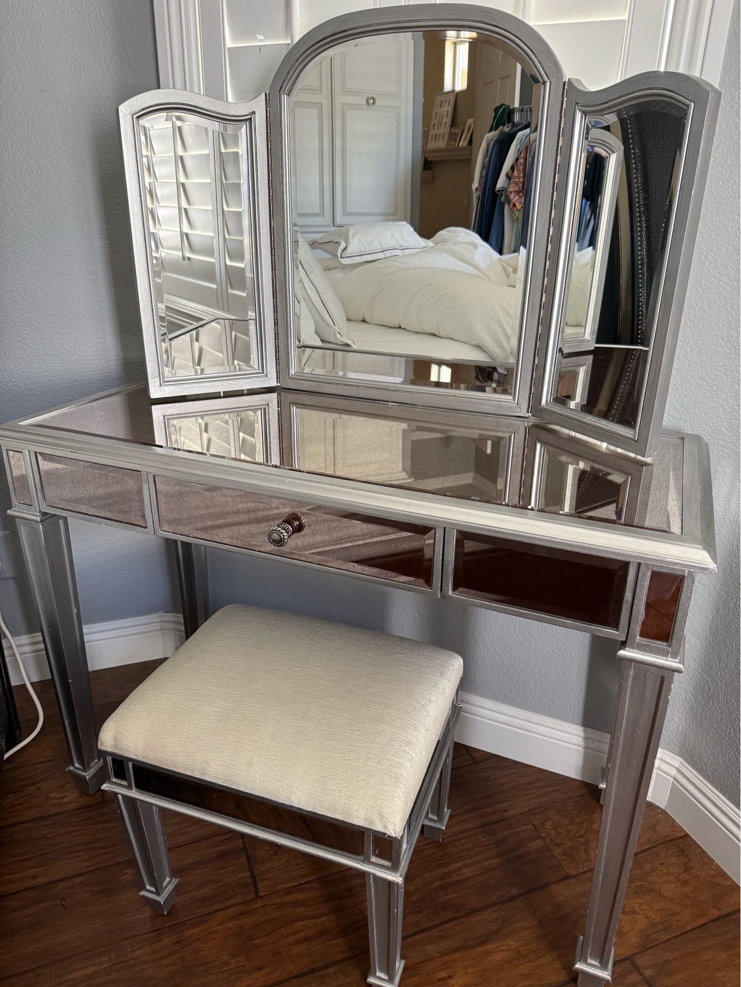 Mirrored Vanity Desk with stool