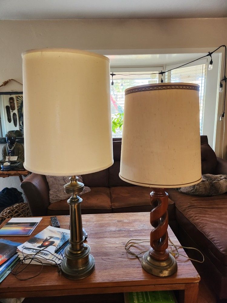 Two Vintage Lamps With Lamp Shades Included