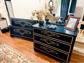 Art Deco Dresser & Full-Size Bed Set – Restored Statement Piece ✨
