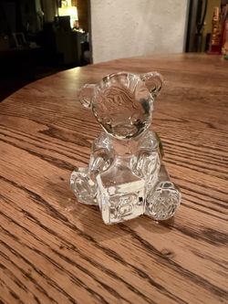 Waterford Crystal Alphabet Block Teddy Bear Figurine Paperweight 3”