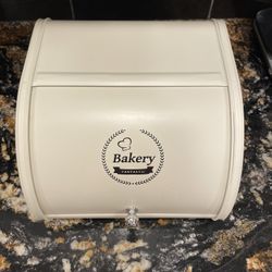 Great Sliding Lid Bread Box With “ Bakery” Printed On Lid