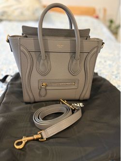 Celine  Calfskin Nano Luggage Kohl