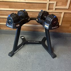 NordicTrack Adjustable Dumbbells with Storage Tray And Stand -55LB Each Dumbbell 
