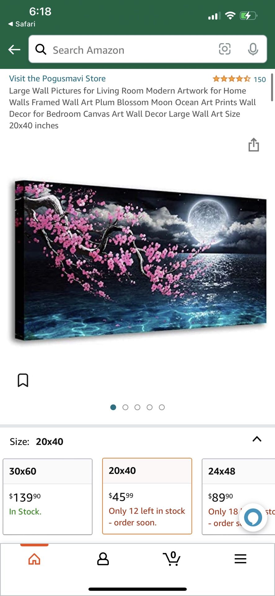 Framed Wall Art Plum Blossom Moon Ocean Art Prints