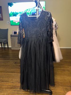 Black Lace Bodice Tulle Maxi Dress girls
