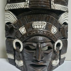 Mayan Pyramid Ceramic Jaguar Snake Mask Wall Hanging