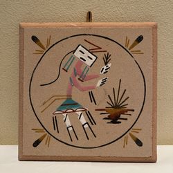 Vintage Navajo Sand Painting 8”H x 8”L