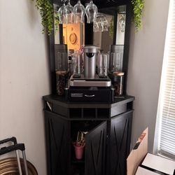 Corner bar cabinet