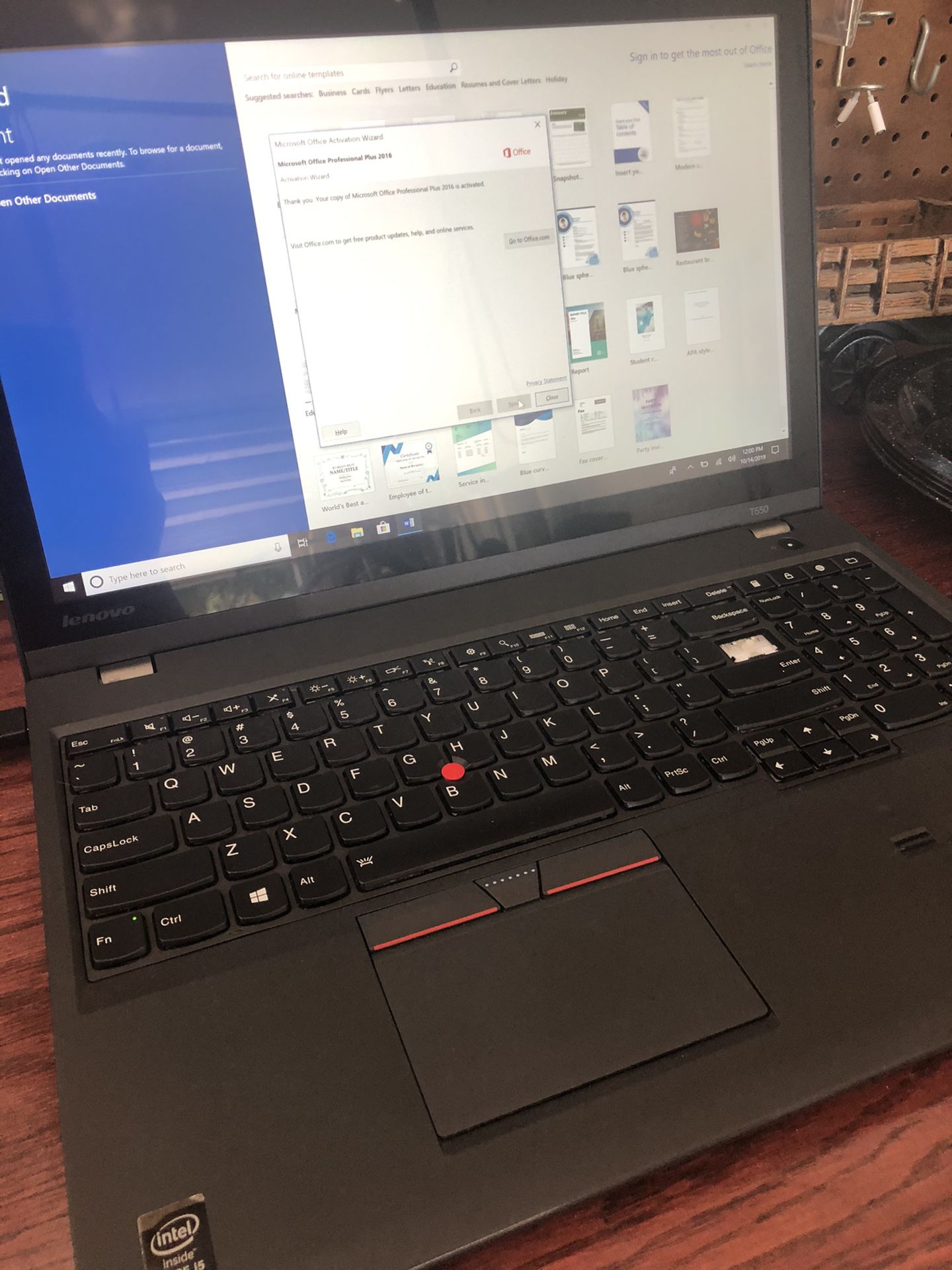 Lenovo T550 15” Laptop (missing key)