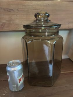 Vintage Brown Glass Jar With Lid