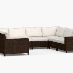 NEW Pottery Barn Torrey Wicker Patio Sectional Seating And Dining Chairs