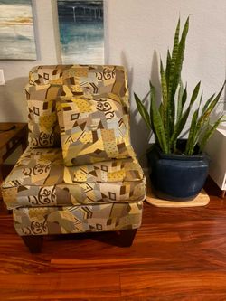 Upholstered Accent Chair with Throw Pillow