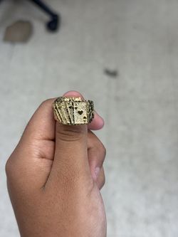 14K 925 Yellow Gold Playing Cards Poker Ring