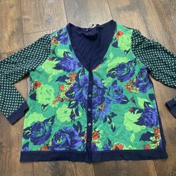 Womans Green And Blue Cárdigan Sweater Size XL By Isaac Mizrahi #13