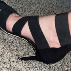 Black Cross Strap Heels