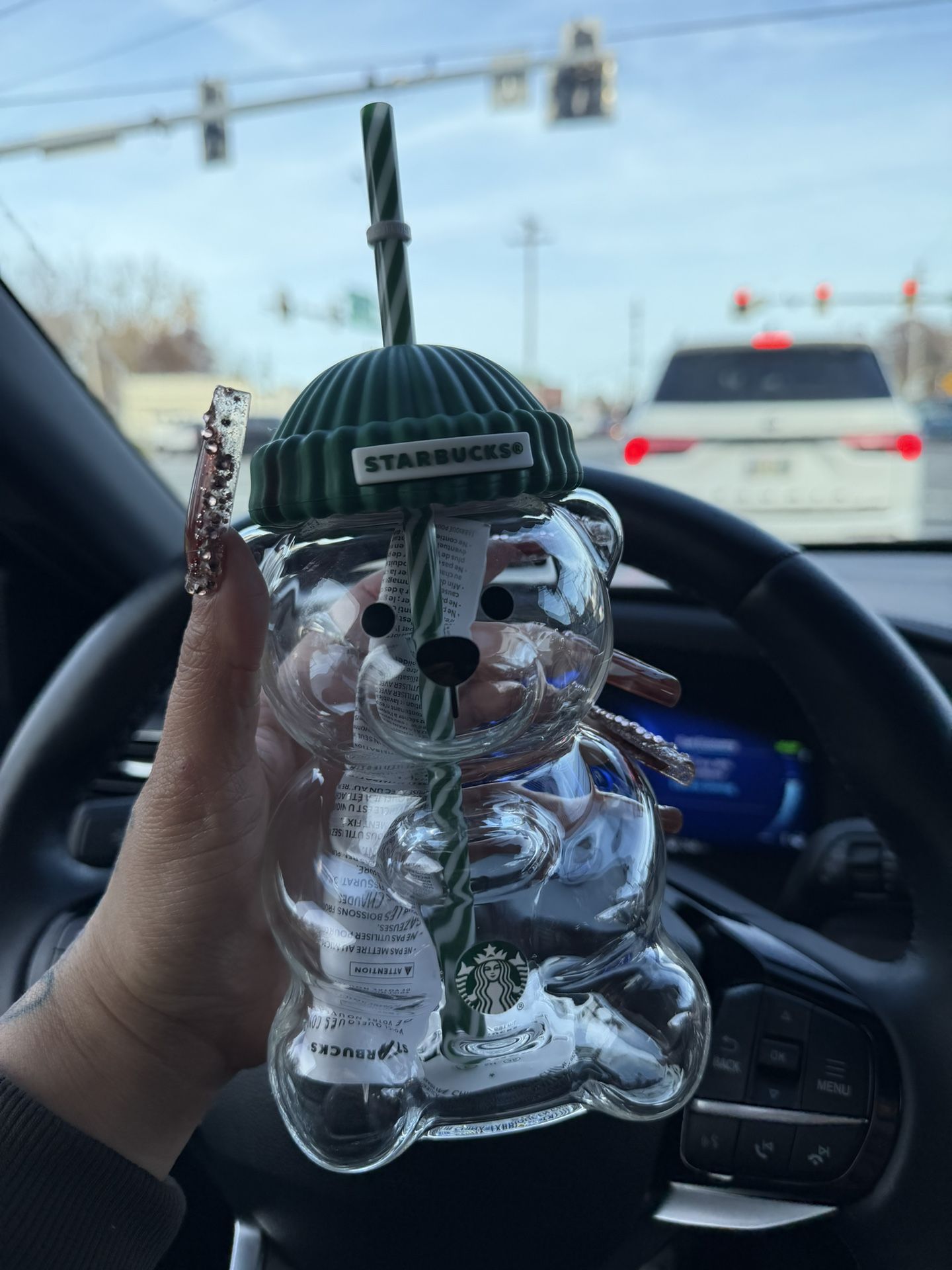 Starbucks 2025 Bearista BEAR Glass Jar Cold Cup Tumbler Straw Holiday Christmas