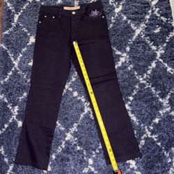 T&M Jeans burgundy mid-rise straight-leg style. unique floral embroidery Size 29