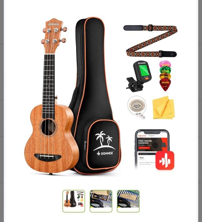 Donner Soprano Ukulele Mahogany
