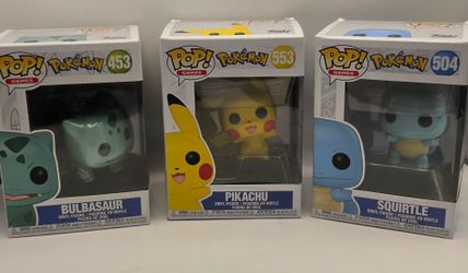 Funko Pop Pokemon Pikachu #553 Bulbasaur #453 Squirtle #504 Set of 3 NEW