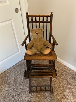 Antique Wood High chair and stroller chair