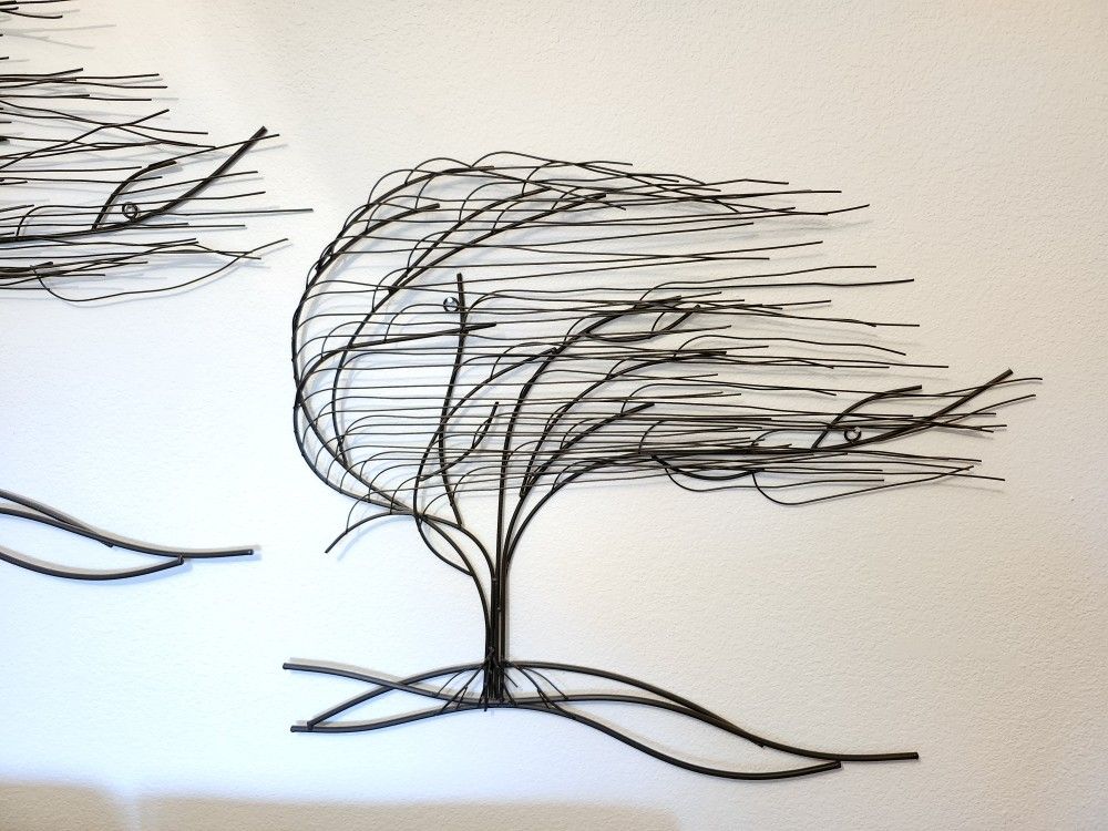 Vintage Metal Wall Art Blowing Tree