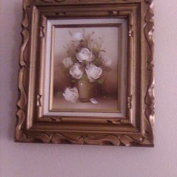 Oil On Canvas Still Life Vintage Painting. 10by12. Signed.