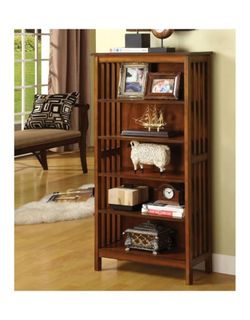 Mission Style Wooden Bookcase Bookshelf 5-Shelves 