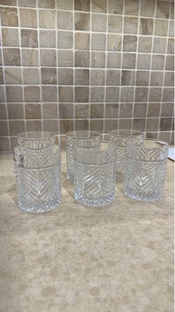 Ralph Lauren crystal herringbone drinking glasses set of 8