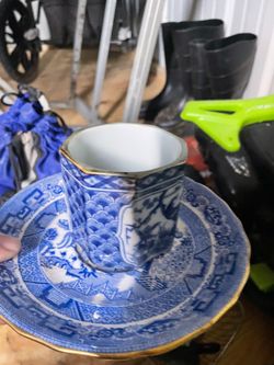 Blue Willow Porcelain Cup and Saucer Set