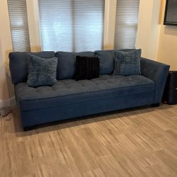 Microfiber Cloth Sectional Couch Deep Blue