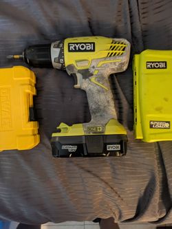 Ryobi cordless drill with battery and bits